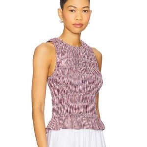 Faithfull the Brand Red and White Checkered Tank Top